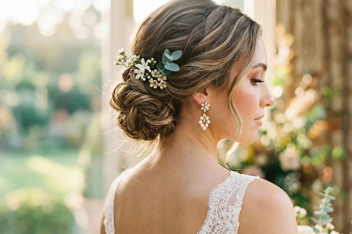 A finished soft-glam bridal look with a soft updo, Adelaide
